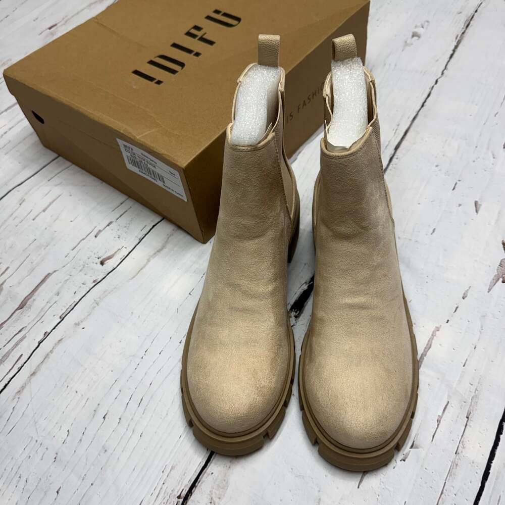 IDIFU Women's Nude Suede Platform Lug Sole Chelsea Ankle Boots 8.5 - Picture 4 of 7